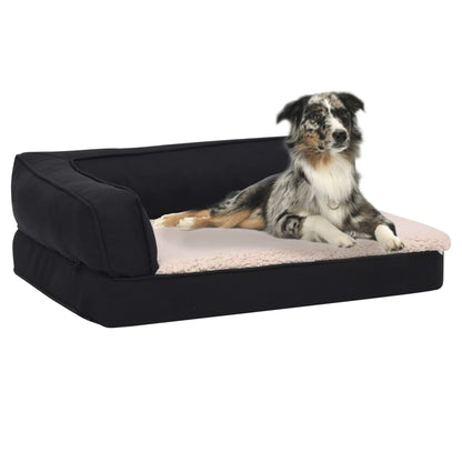 Berkfield Ergonomic Dog Bed Mattress 90x64 cm Linen Look Fleece Black
