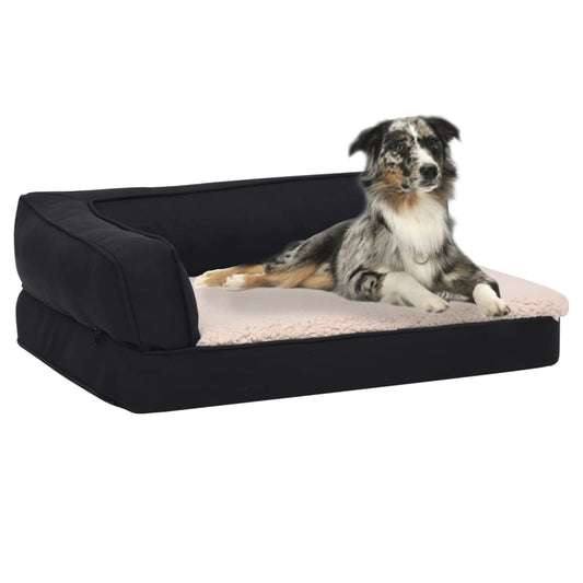 Berkfield Ergonomic Dog Bed Mattress 90x64 cm Linen Look Fleece Black