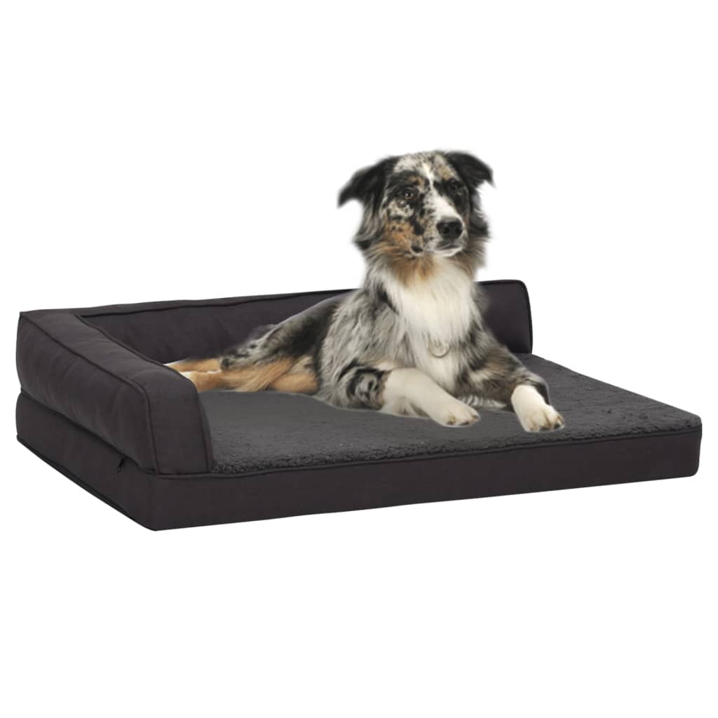 Berkfield Ergonomic Dog Bed Mattress 60x42 cm Linen Look Fleece Black