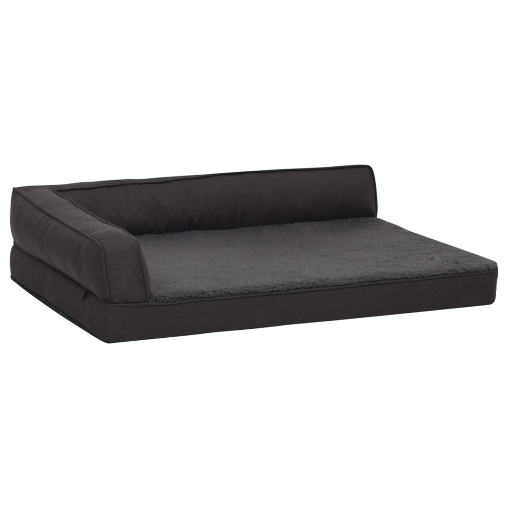 Berkfield Ergonomic Dog Bed Mattress 75x53 cm Linen Look Fleece Black