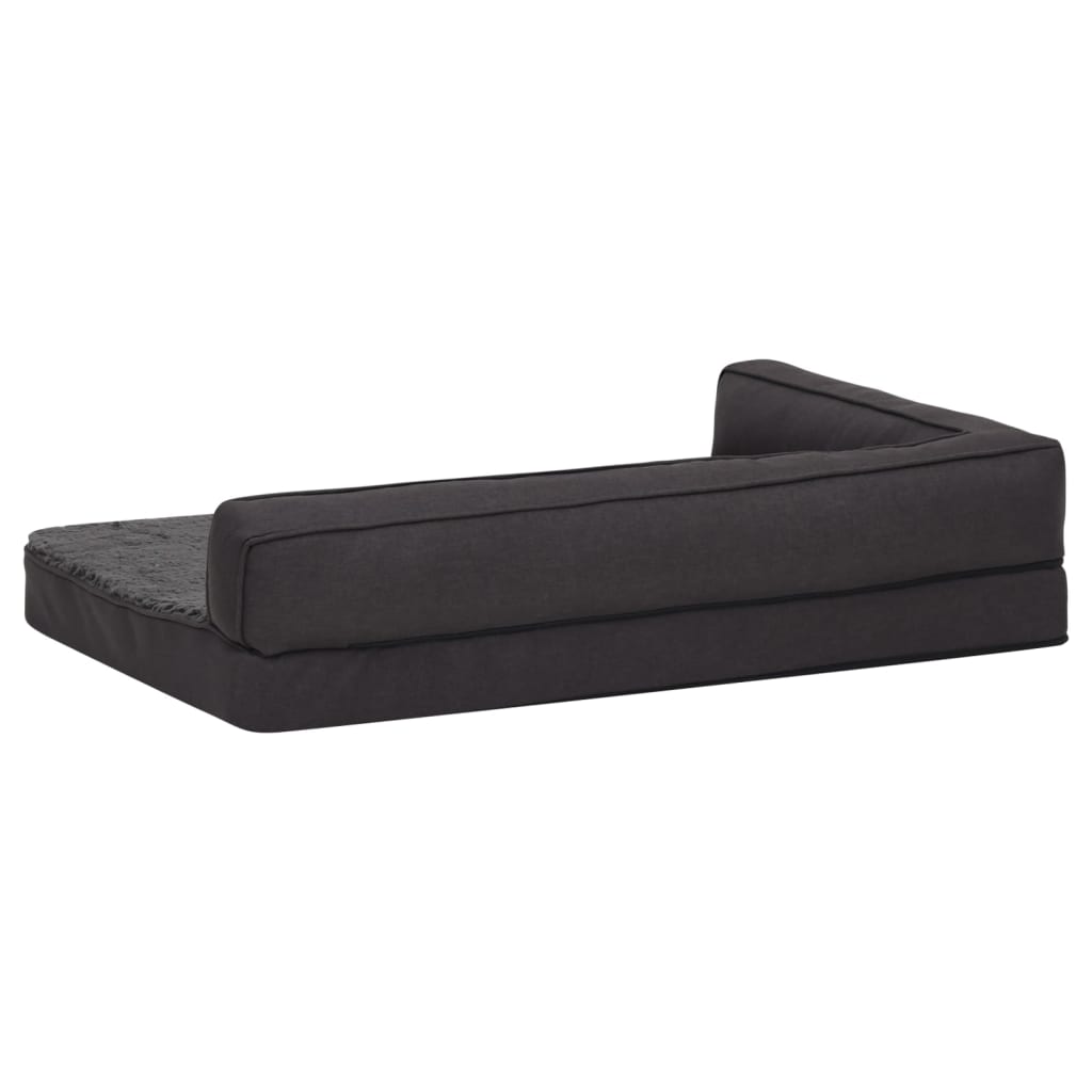 Berkfield Ergonomic Dog Bed Mattress 75x53 cm Linen Look Fleece Black