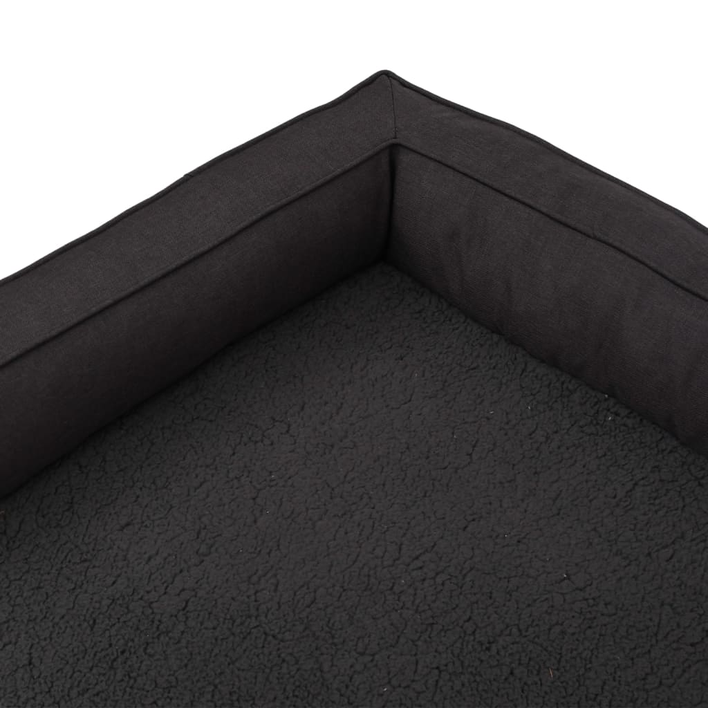 Berkfield Ergonomic Dog Bed Mattress 75x53 cm Linen Look Fleece Black