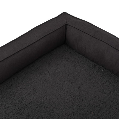 Berkfield Ergonomic Dog Bed Mattress 75x53 cm Linen Look Fleece Black