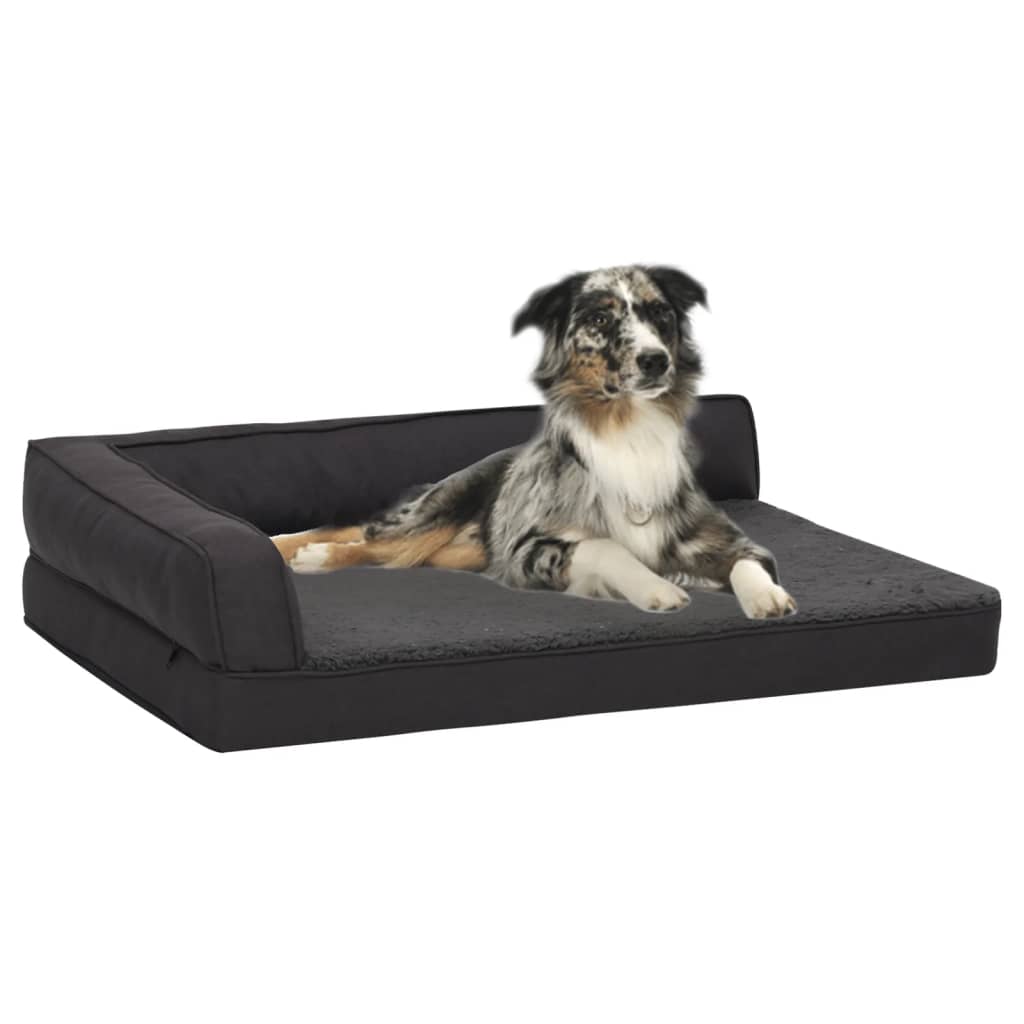 Berkfield Ergonomic Dog Bed Mattress 75x53 cm Linen Look Fleece Black