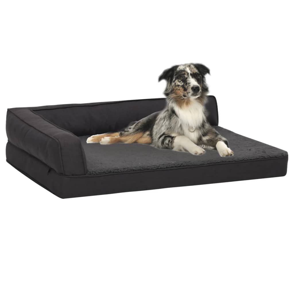Berkfield Ergonomic Dog Bed Mattress 90x64 cm Linen Look Fleece Black