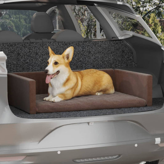 Berkfield Dog Car Boot Brown 110x70 cm Linen Look