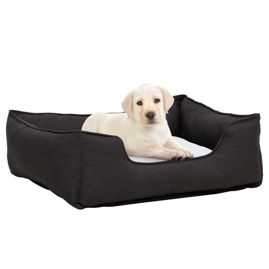 Berkfield Dog Bed Dark Grey and White 65x50x20 cm Linen Look Fleece