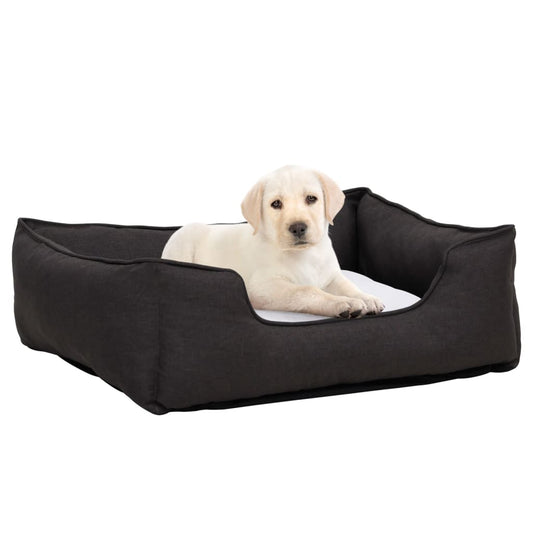 Berkfield Dog Bed Dark Grey and White 85.5x70x23 cm Linen Look Fleece