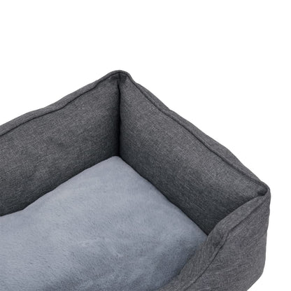 Berkfield Dog Bed Grey 110.5x80.5x26 cm Linen Look Fleece