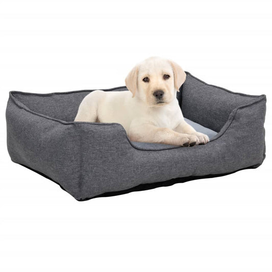 Berkfield Dog Bed Grey 110.5x80.5x26 cm Linen Look Fleece