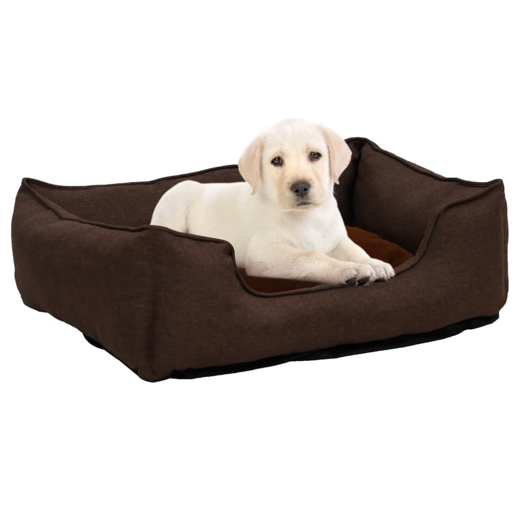 Berkfield Dog Bed Brown 85.5x70x23 cm Linen Look Fleece