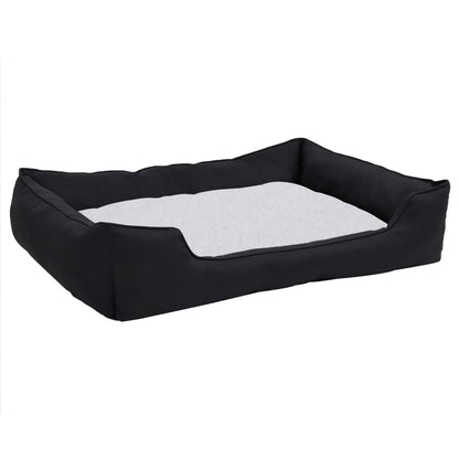 Berkfield Dog Bed Black and White 65x50x20 cm Linen Look Fleece
