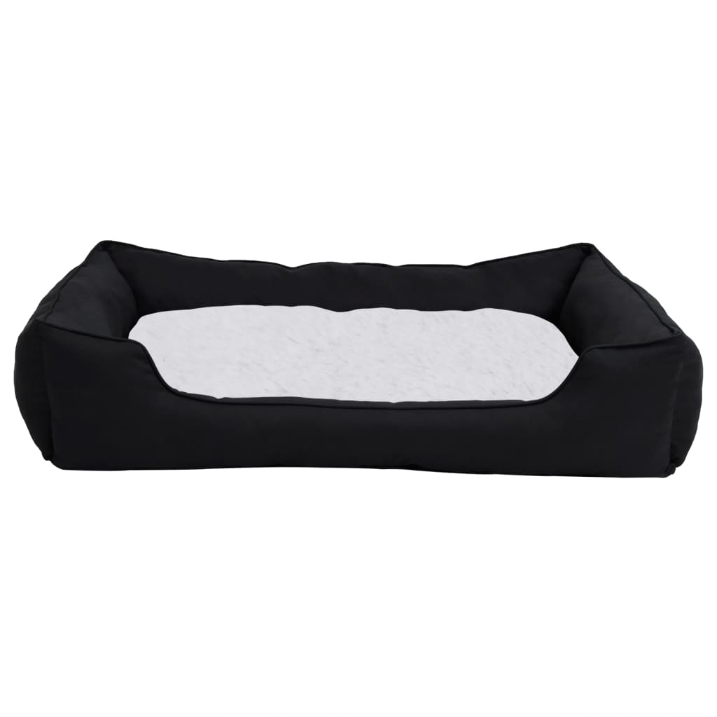 Berkfield Dog Bed Black and White 65x50x20 cm Linen Look Fleece