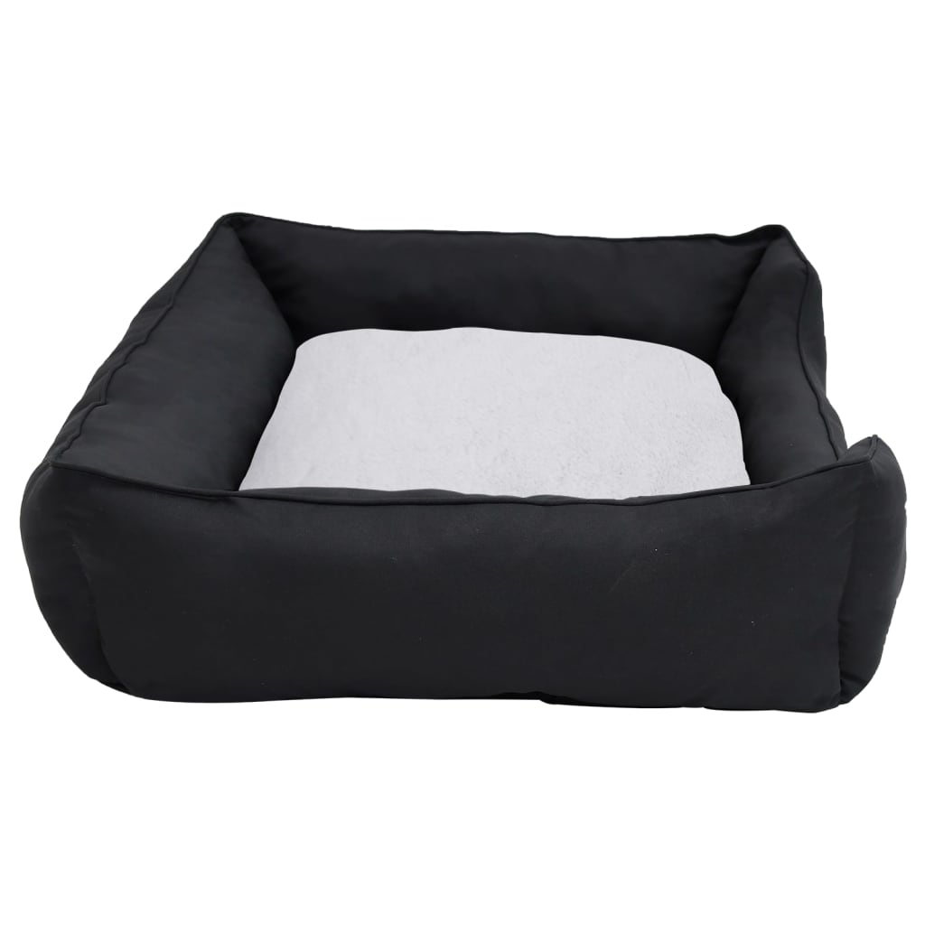Berkfield Dog Bed Black and White 65x50x20 cm Linen Look Fleece