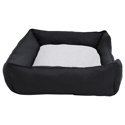 Berkfield Dog Bed Black and White 65x50x20 cm Linen Look Fleece