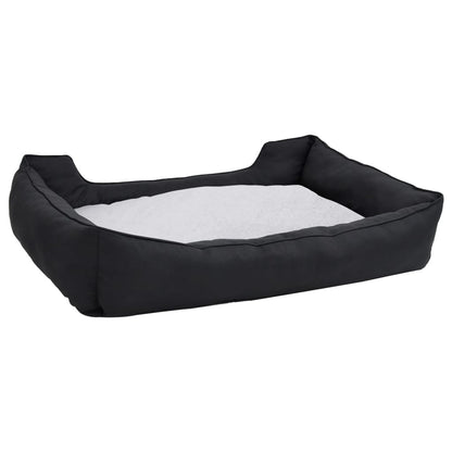 Berkfield Dog Bed Black and White 65x50x20 cm Linen Look Fleece