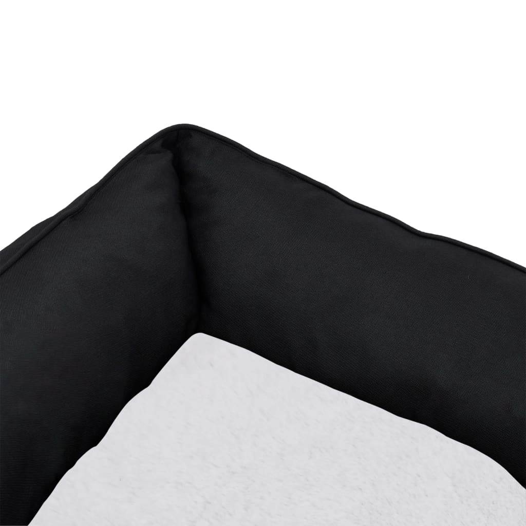 Berkfield Dog Bed Black and White 65x50x20 cm Linen Look Fleece