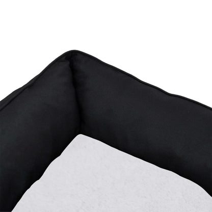 Berkfield Dog Bed Black and White 65x50x20 cm Linen Look Fleece