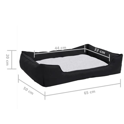 Berkfield Dog Bed Black and White 65x50x20 cm Linen Look Fleece
