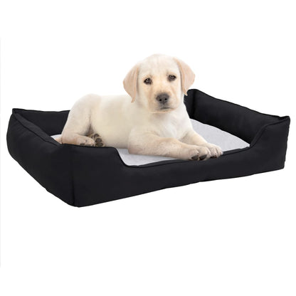 Berkfield Dog Bed Black and White 65x50x20 cm Linen Look Fleece