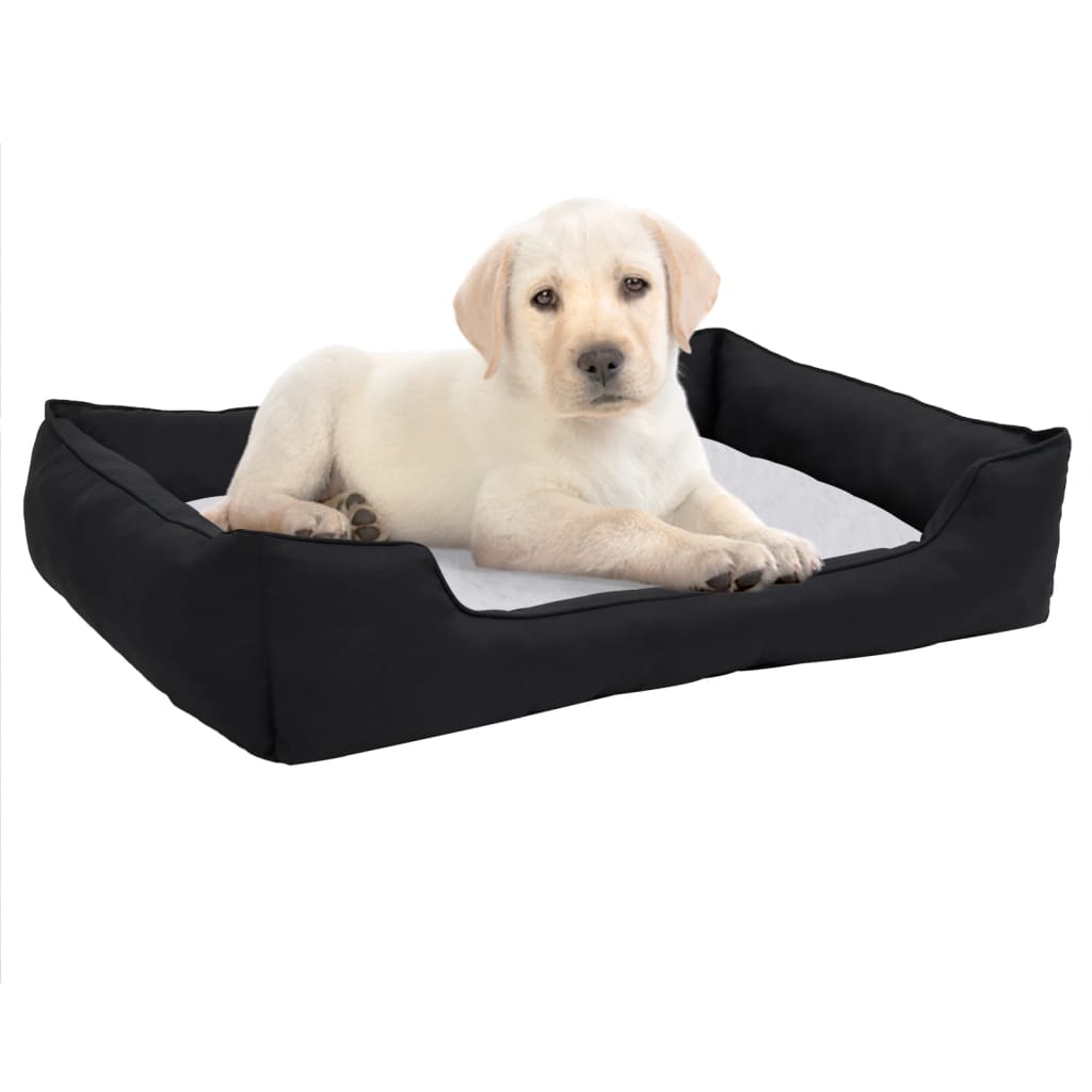Berkfield Dog Bed Black and White 85.5x70x23 cm Linen Look Fleece