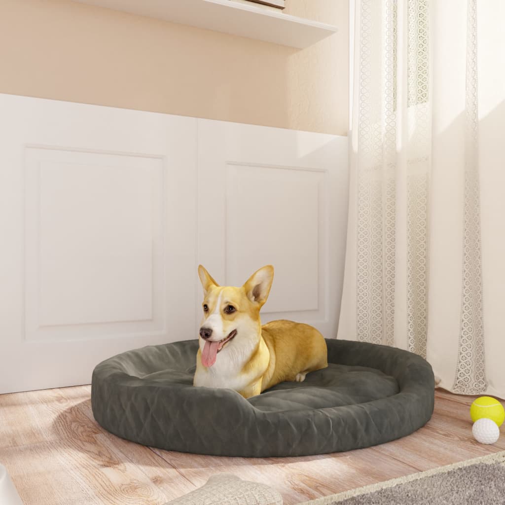 Berkfield Dog Bed Dark Grey 90x70x23 cm Plush