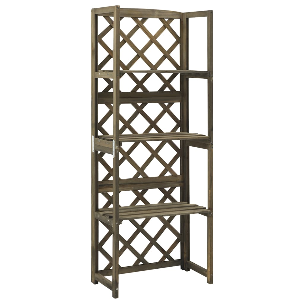 Berkfield Trellis with Shelves Grey 55x30x140 cm Solid Fir Wood
