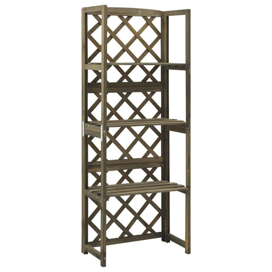 Berkfield Trellis with Shelves Grey 55x30x140 cm Solid Fir Wood