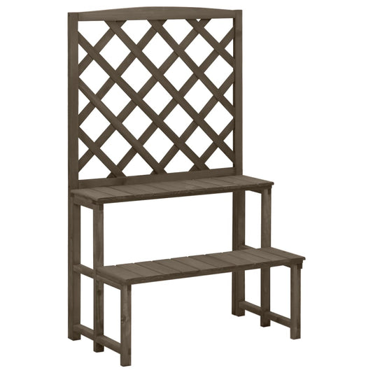 Berkfield Plant Stand with Trellis Grey 70x42x115 cm Solid Fir Wood