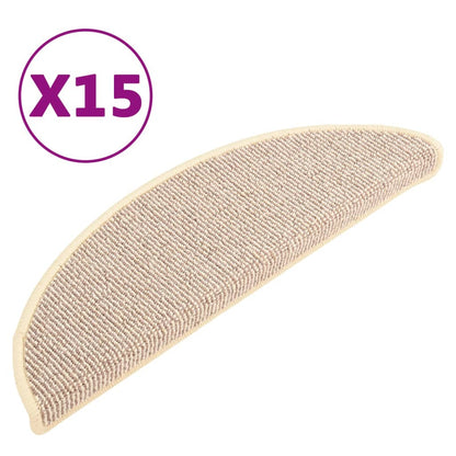 Berkfield Carpet Stair Treads 15 pcs White and Brown 56x17x3 cm