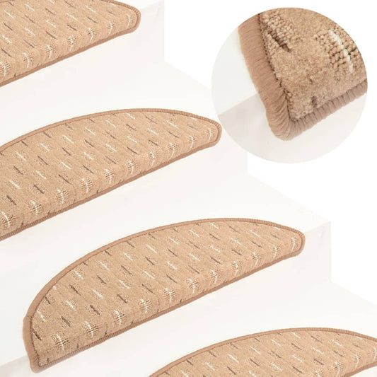 Berkfield Carpet Stair Treads 15 pcs Light Brown 56x17x3 cm