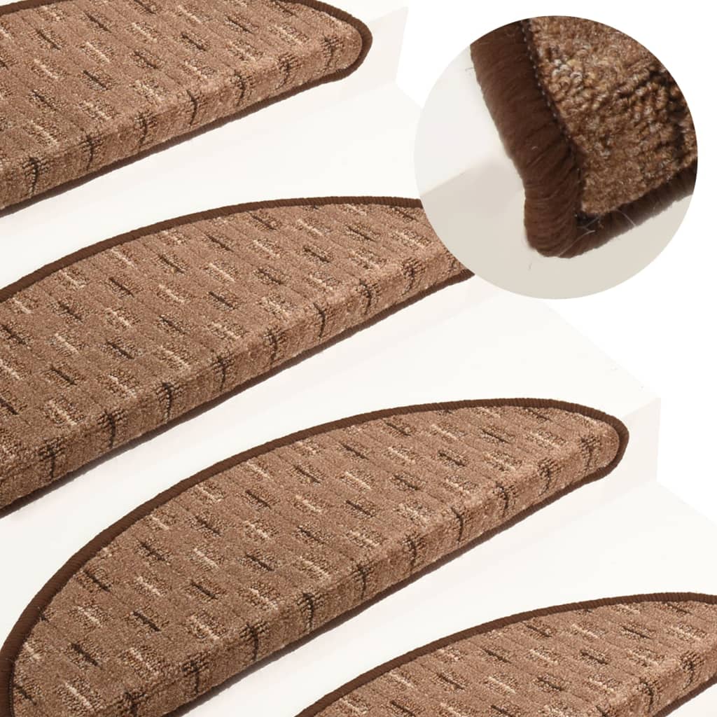 Berkfield Carpet Stair Treads 15 pcs Brown 56x17x3 cm