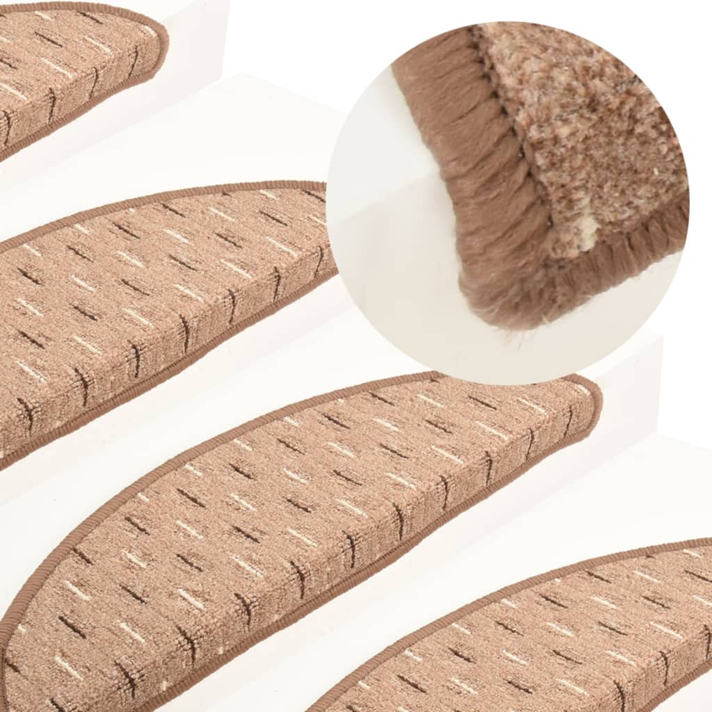 Berkfield Carpet Stair Treads 15 pcs Light Brown 65x21x4 cm