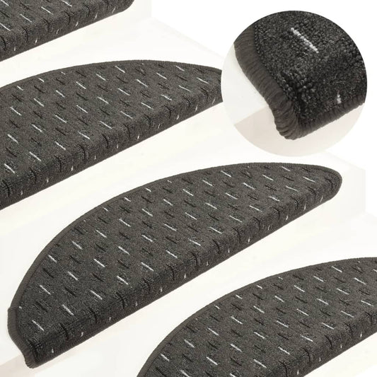 Berkfield Carpet Stair Treads 15 pcs Anthracite 65x21x4 cm