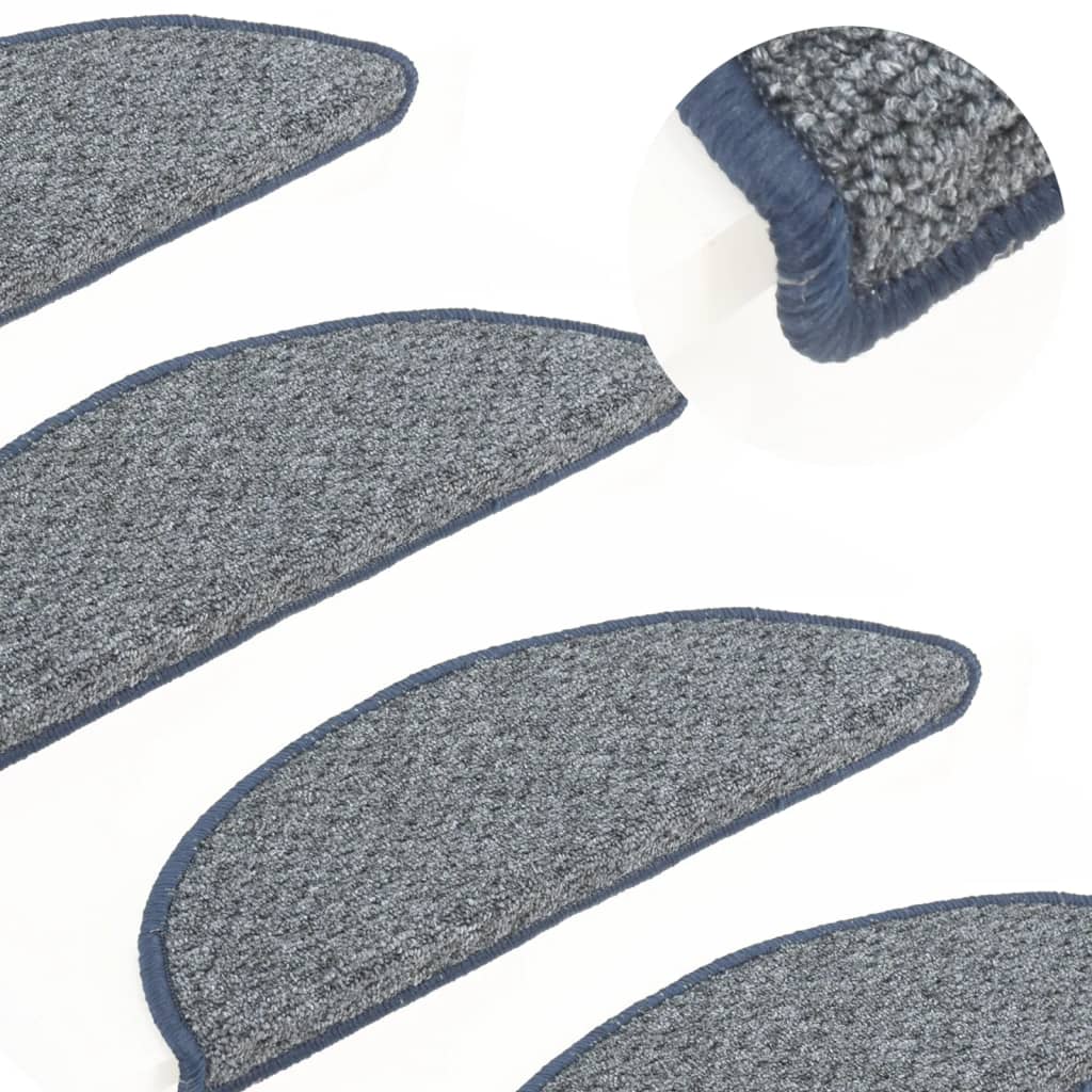 Berkfield Carpet Stair Treads 15 pcs Blue 56x17x3 cm