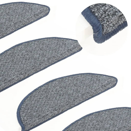 Berkfield Carpet Stair Treads 15 pcs Blue 56x17x3 cm