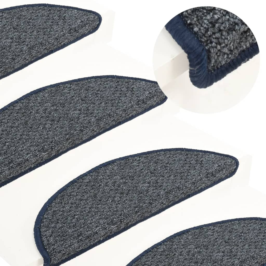 Berkfield Carpet Stair Treads 15 pcs Dark Blue 56x17x3 cm