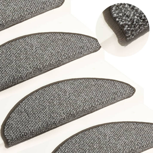 Berkfield Carpet Stair Treads 15 pcs Dark Grey 56x17x3 cm