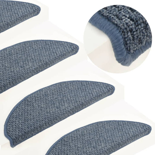 Berkfield Carpet Stair Treads 15 pcs Blue 65x21x4 cm