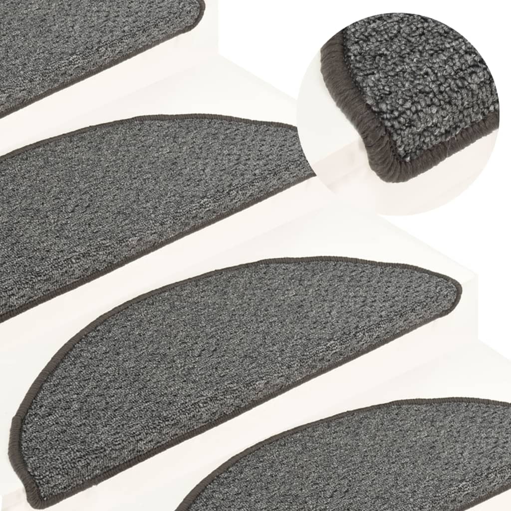 Berkfield Carpet Stair Treads 15 pcs Dark Grey 65x21x4 cm