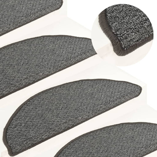 Berkfield Carpet Stair Treads 15 pcs Dark Grey 65x21x4 cm