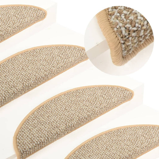 Berkfield Carpet Stair Treads 15 pcs Light Brown 56x17x3 cm