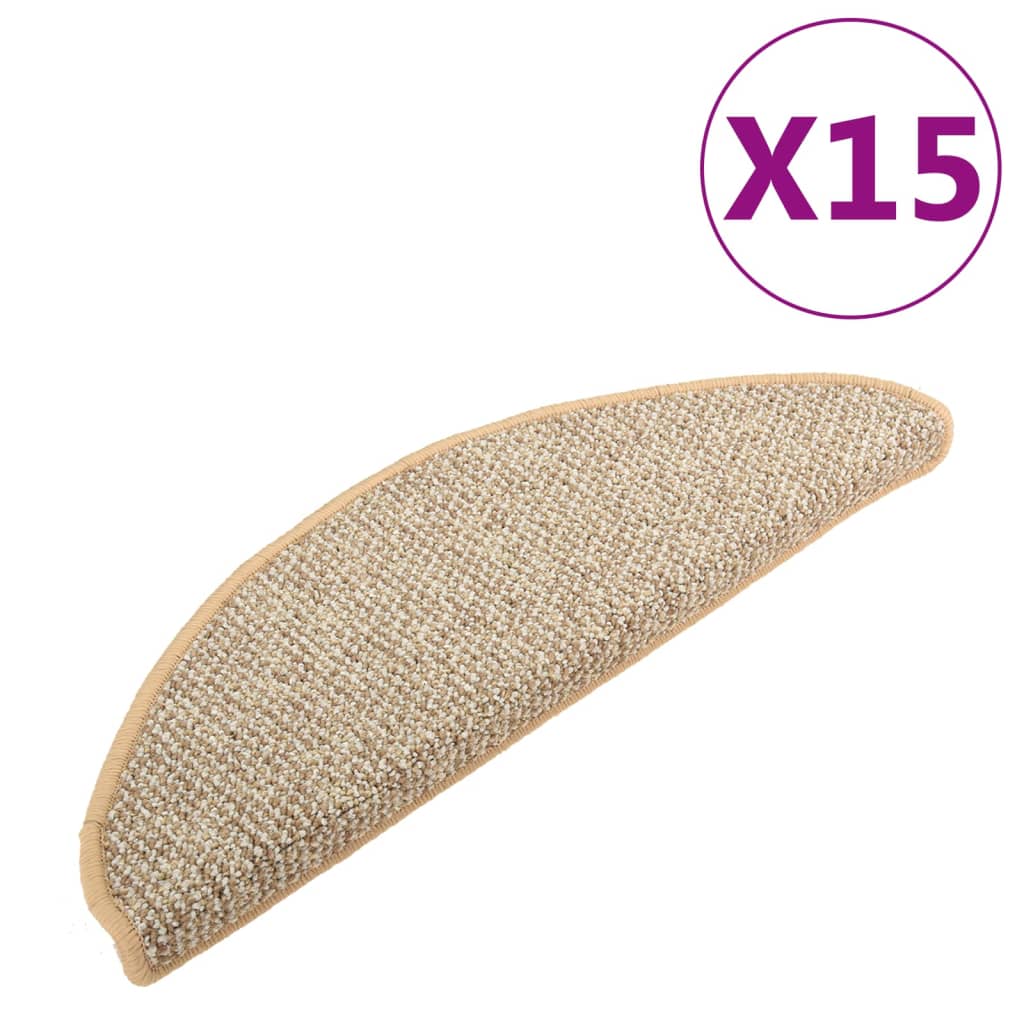 Berkfield Carpet Stair Treads 15 pcs Light Brown 65x21x4 cm