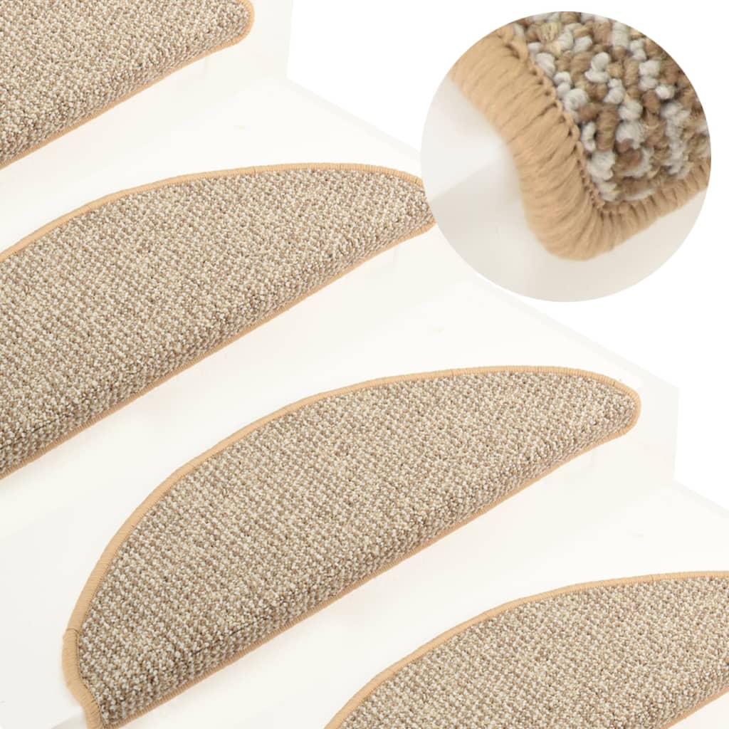 Berkfield Carpet Stair Treads 15 pcs Light Brown 65x21x4 cm