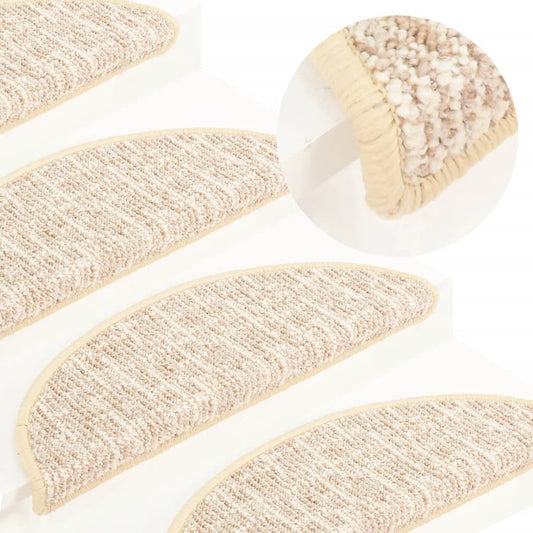 Berkfield Carpet Stair Treads 15 pcs Cream 56x17x3 cm