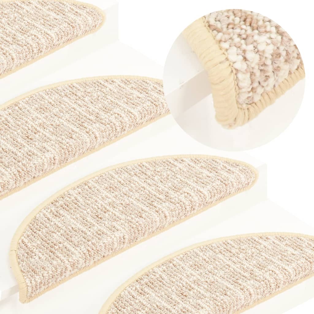 Berkfield Carpet Stair Treads 15 pcs Cream 65x21x4 cm