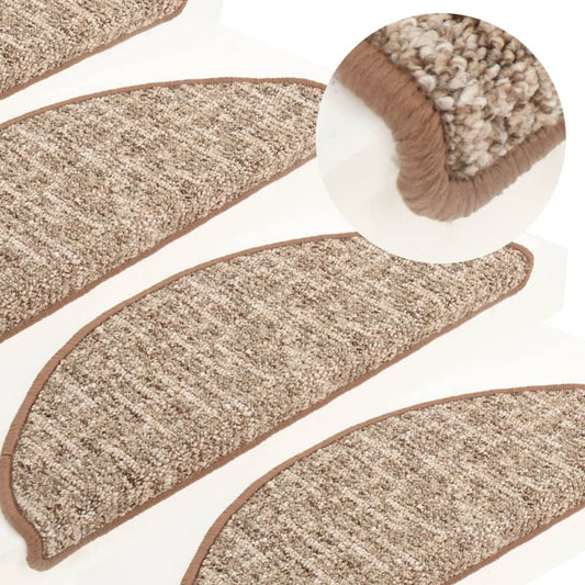 Berkfield Carpet Stair Treads 15 pcs Light Brown 65x21x4 cm