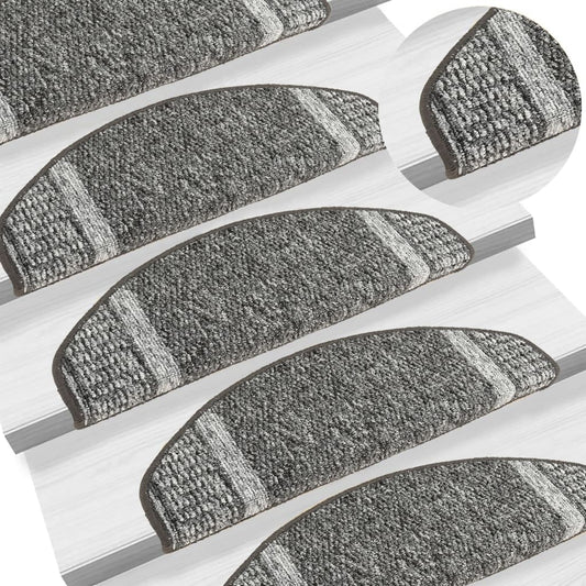 Berkfield Carpet Stair Treads Self-adhesive 15 pcs Grey 65x21x4 cm