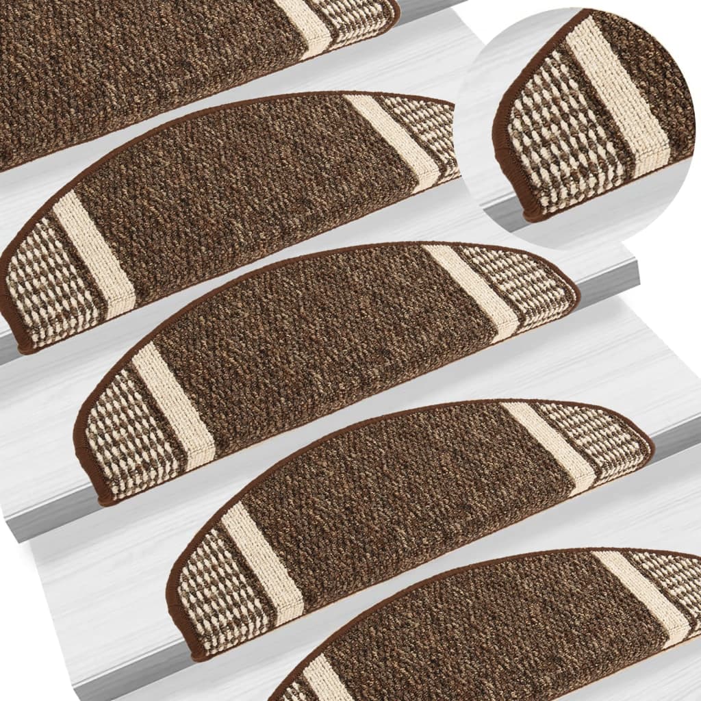 Berkfield Carpet Stair Treads Self-adhesive 15 pcs Dark Brown 65x21x4 cm