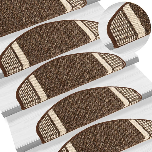 Berkfield Carpet Stair Treads Self-adhesive 15 pcs Dark Brown 65x21x4 cm